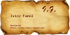 Ivicz Fanni névjegykártya